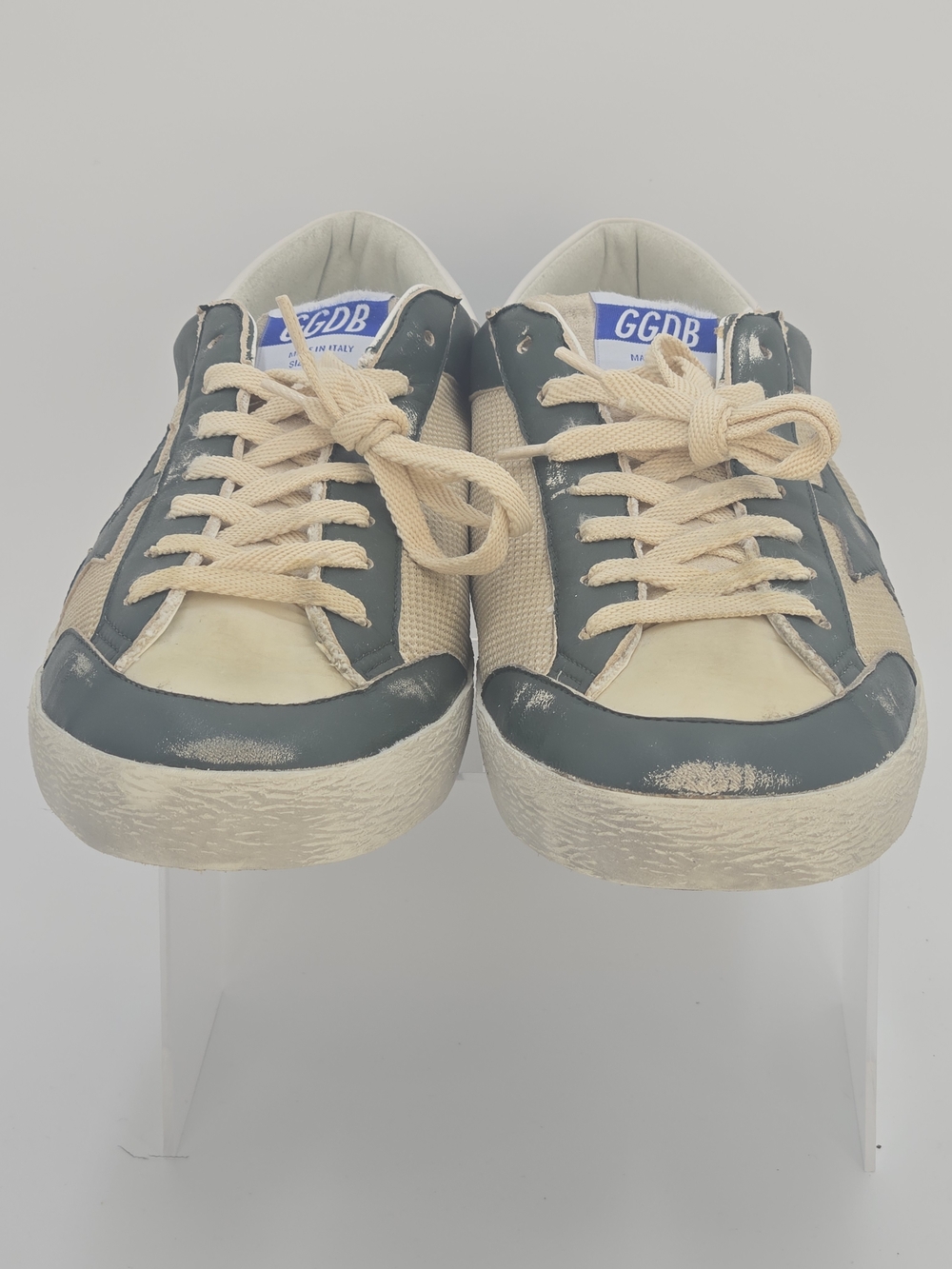 Golden Goose Super-Star Beige and Green Low-Top Sneakers Men's Size EU 47 US 14 - Picture 4 of 13